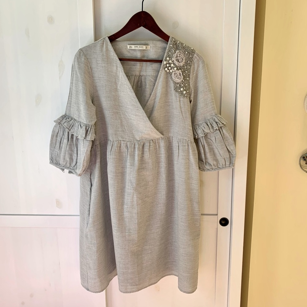Zara Embellished Peasant Dress